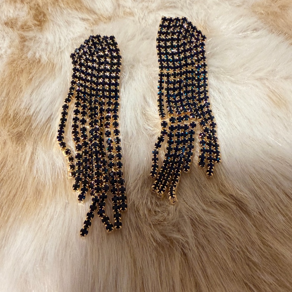 Free People Black and Gold Statement Earrings